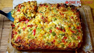 Rainbow Vegetable Egg and Bacon Slice | One Pot Chef