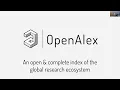 Webinar Introducing OpenAlex