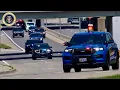 United States First Lady - Police Escort Motorcade Rolling Into Detroit Metro Airport