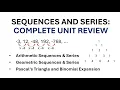 Sequences and Series - Unit 7 Review Problems Gr 11 Functions Course