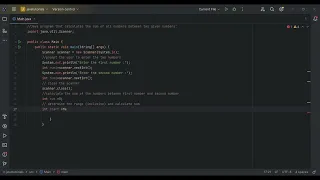 Java Program Calculating the Sum of Numbers Between Two Given Values