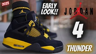 EARLY LOOK 2023 JORDAN 4 THUNDER OVERVIEW W SIZING TIPS ON FEET