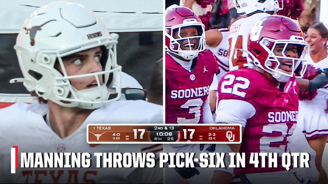 Arch Manning throws PICK-SIX to give Oklahoma the lead over No. 1 Texas 👀 | ESPN College Football