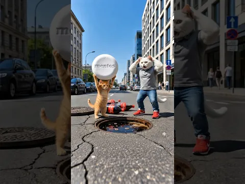 Kitten throws Mentos down the sewer! #cats #cutecat #funny #catlovers