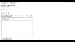 Java CodingBat Warmup-1 sumDouble
