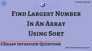 18 Find Largest Number in An Array Using Sort in C C Interview Questions