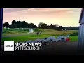 shows dramatic midair crash between plane and police helicopter