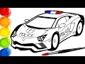 Draw a Police Car Lamborghini Patrol Car Simple Drawing and Coloring Pages Tim Tim TV