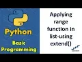 Applying range function in list-using extend