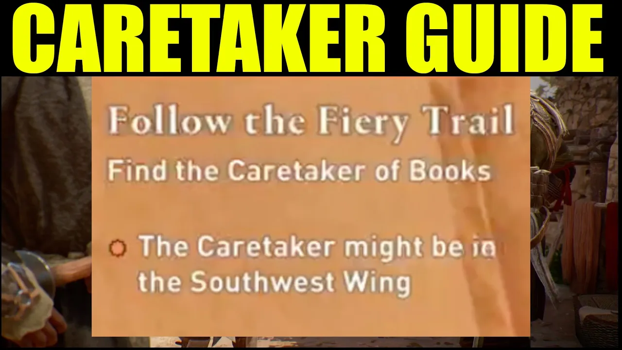 How to "Find the Caretaker of books" Assassins creed mirage (follow the fiery tail)