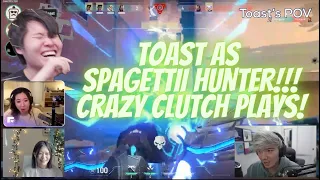 toast as spagettii hunter with his crazy clutch plays u0026 stressed with miyoung l otv and friends valo