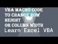 32 VBA Macro Code to Change Row Height or Column Width