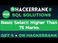 Higher Than 75 Marks SQL SOLUTIONS Get 5 on HackerRank SQL Tutorial AzharEdTech