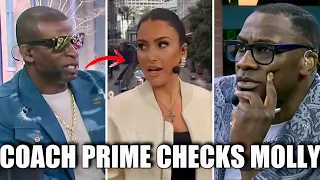 Deion Sanders Checks Molly Qerim LIVE On ESPN First Take For Banning Lavar Ball Coach Prime GOES IN