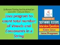 20 - Java Program to count the total number of vowels and consonants in a string