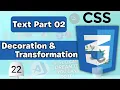 Text Part 2 How to Text Decoration text Transformation in CSS Property CSS Tutorial