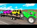 Lagu Flatbed Truck Mcqueen | Transportation with Truck - Pothole vs Car #7 - BeamNG.Drive