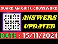 Guardian Quick Crossword Answers Today November 15 Solved Quick crossword No 17014