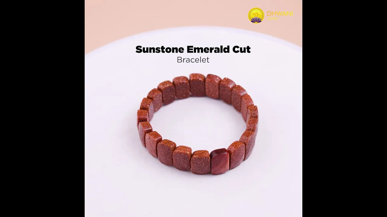 Sunstone Emerald Cut Bracelet - Abhimantrit & Certified