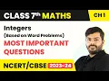 Integers Based on Word Problems - Most Important Questions Class 7 Maths Chapter 1