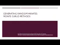 Generating Random Variates Monte Carlo Sampling v 2