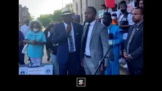 Syracuse cop Brandon Hanks speaks at anti-gun violence rally