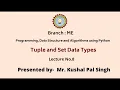 Programming Data Structure and Algorithms Using Python Set Data Types AKTU Digital Education
