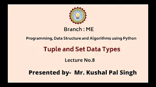 Programming Data Structure and Algorithms Using Python Set Data Types AKTU Digital Education