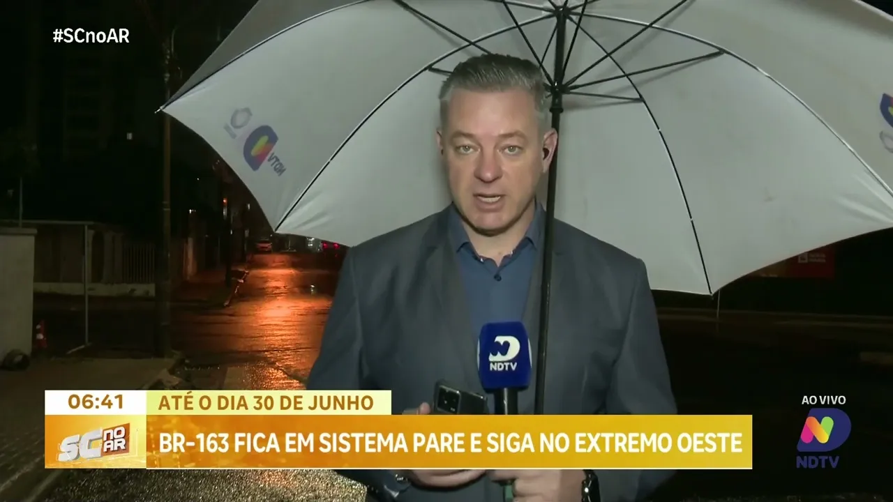 BR-163, no extremo oeste de SC, fica em sistema Pare e Siga até fim de junho