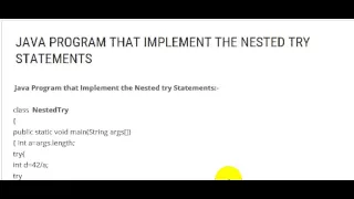 JAVA PROGRAM THAT IMPLEMENT THE NESTED TRY STATEMENTS