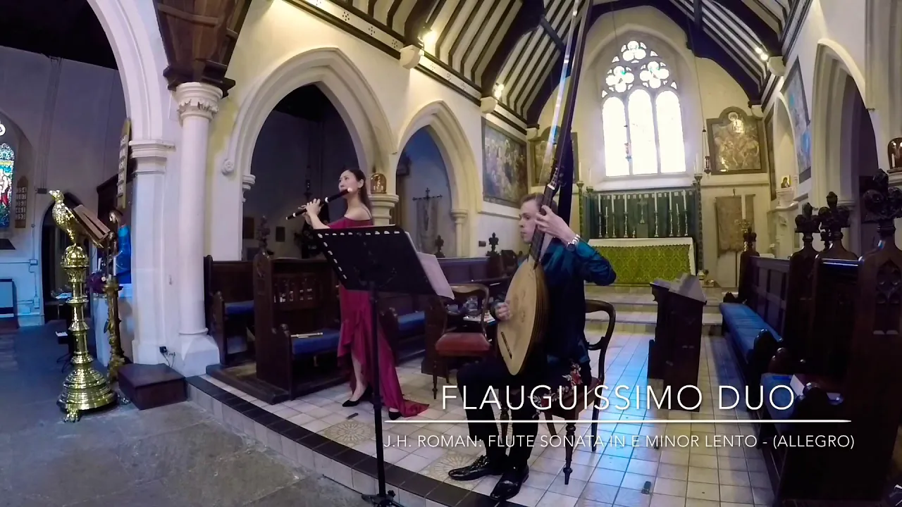 Flauguissimo Duo - J.H. Roman Sonata in e minor for flute and bass continuo, Lento - (Allegro)