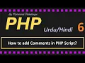 Adding comments in PHP Program Comment in Programming PHP Tutorial for beginners in Hindi Urdu