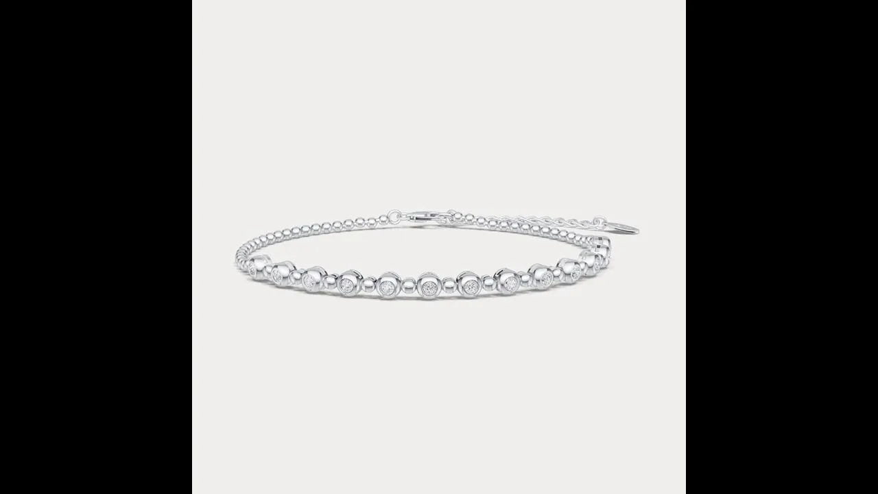 Bezel Set Lab-Grown Diamond Half Tennis Bracelet in Sterling Silver