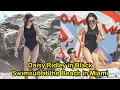 Daisy Ridley in Black Swimsuit at the Beach Miami