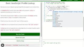 Basic JavaScript Profile Lookup free code camp Dani
