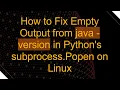 How to Fix Empty Output from java - version in Python s subprocess Popen on Linux