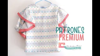 Patrones: Vestido recto rayas plumeti volante (tallas de 1 a 8 años)