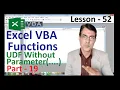 UDF without parameter in excel VBA Excel VBA for beginners - 52 User Defined Function in VBA