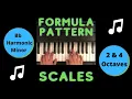 Formula Pattern Scale Bb Minor Harmonic Piano Tutorial 2 octaves and 4 octaves
