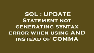 SQL UPDATE Statement not generating syntax error when using AND instead of COMMA