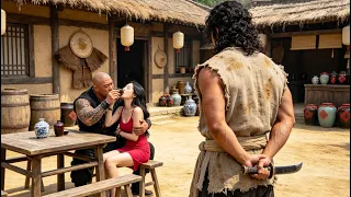 bullies humiliate a girl in public until a hidden master draws his blade to crush them all