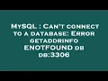MySQL Can t connect to a database Error getaddrinfo ENOTFOUND db db 3306