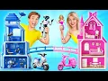 Download Lagu We Build Amazing Doll House | Barbie vs Robot Challenge by Multi DO Smile