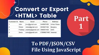 How To Export Html Table Data To CSV File Using JavaScript - Part 1