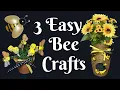 3 Easy Bee Crafts DIY Bee Decor DIY Bee Skep Bee Vase Craft DIY Faux Honey Dippers Bee DIY