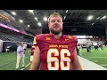 Iowa State offensive lineman Tyler Miller speaks at Big 12 Media Days
