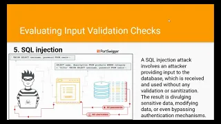 Testing for SQL injection Evaluating Input Validation Checks