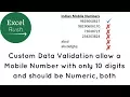 Allow only 10 digit numeric mobile number in Excel using Data validation