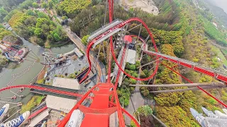 STRAIGHT DOWN Diving Coaster Front Row POV - Happy Valley Shanghai