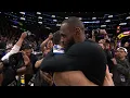LeBron James Steph Curry embrace after the Warriors Game 6 elimination